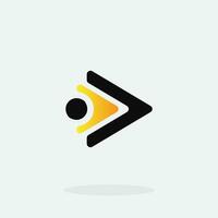 jugar botón para medios de comunicación aplicación logo diseño con negro y amarillo color. transmisión Servicio aplicación logotipo multimedia jugador icono diseño elemento para música y película comienzo firmar, audio y vídeo editor logo vector