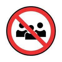 public gathering crowds prohibited icon, warning sign vector. vector