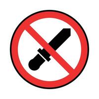 warning vector prohibited from carrying sharp weapons. illustration in isolation on a white background.