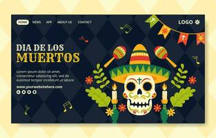 Dia de Los Muertos Social Media Landing Page Illustration Cartoon Templates Background vector