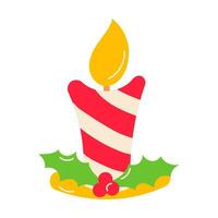 candle christmas holly light cozy icon element vector