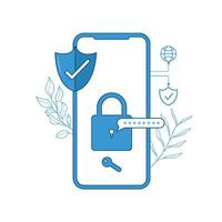 Mobile security concept. Secure internet connection. illustrator vector