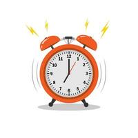 Colorful ringing alarm clock in flat style. Isolated vector illustration.