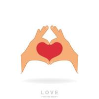 San Valentín día concepto. corazón forma. gesto creado por manos. firmar indicando amor. aislado vector ilustración.
