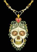 Jewelry design art fancy vintage skull pendant hand drawing and painting make graphic vector. vector