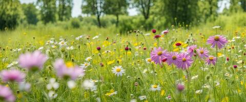 de cerca de hermosa floreciente flores en verano creado con ai generativo foto