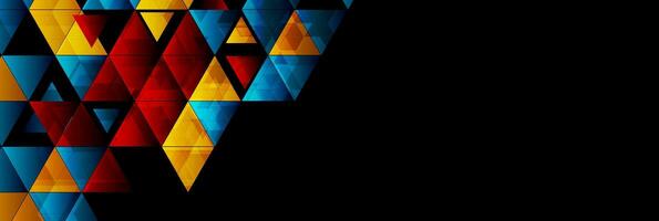 Colorful glossy triangles abstract technology background vector