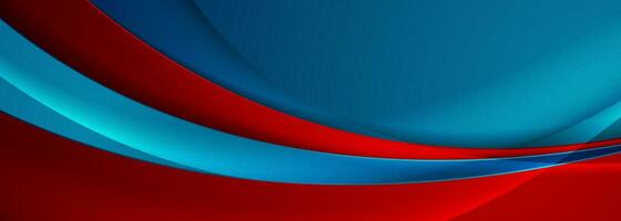 Blue and red abstract glossy waves corporate background vector