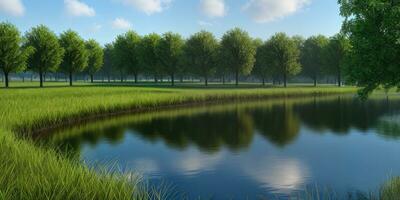 Photorealistic natural garden park nature reflection for background created with ai generative photo