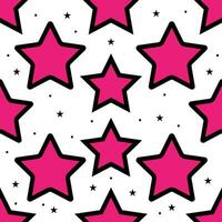 Pink color chaotic stars seamless pattern. Vector illustration.