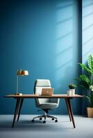 Sleek Furniture in a Vibrant Modern Office with Neutral Palette and Tech Gadgets AI Generative photo
