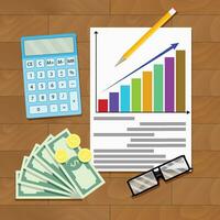 Wage increase overhead view. Salary statistics chart. Vector salary increase color diagram, growth minimum wage, compensation and payment income illustration