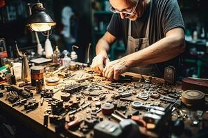 vibrante taller escena abrazando el bricolaje espíritu y artesanía de hacedores y entusiastas ai generativo foto