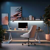 New Age Professional Settings Captured in Soft Lighting Featuring Trend-Aligned Workspace AI Generative photo