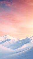 Untouched snowy mountain landscape under the soft glow of a setting sun AI Generative photo