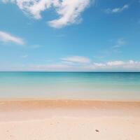 Serene beach landscape with ample space in sky and waters AI Generative photo