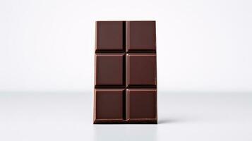 Smooth Glossy Chocolate Bar Resting on White Linen Backdrop with Copyspace Right AI Generative photo