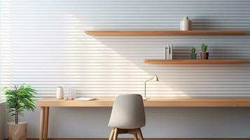 Natural Sunlight Illuminating a Minimalistic Contemporary Workspace with Copyspace AI Generative photo