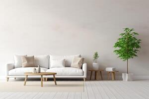 Modern and minimalist interior living room design with ample copy space for custom text AI Generative photo