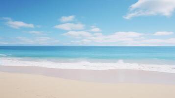 Serene beach landscape with ample space in sky and waters AI Generative photo