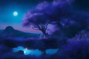 Night in Purple Ai generative photo