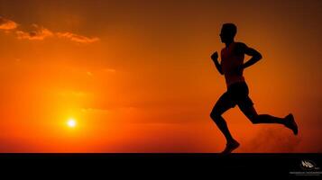 Running into the Sunrise - A Symbol of Endurance and Determination AI Generative photo