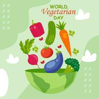 vector plano mundo vegetariano día mano dibujado plano ilustración