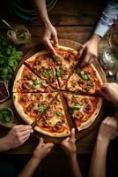gastos generales Disparo de compartido Pizza representando culinario deleite y comunidad ai generativo foto