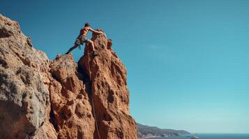 escalada el alturas - un viaje de fuerza y aventuras ai generativo foto