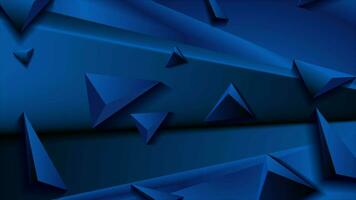 Deep blue abstract corporate video animation with 3d pyramids