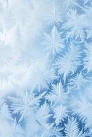 Frost Patterns on a Window Depicting Ice Crystals, Conveying a Winter Feel, Perfect for Holiday Greetings photo