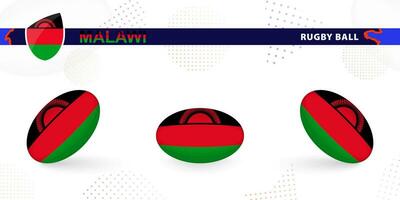 rugby pelota conjunto con el bandera de malawi en varios anglos en resumen antecedentes. vector