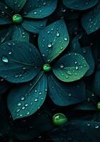 water drops wallpaper green leaves  flowers, AI Generated photo