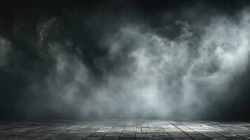 mist or fog in concrete floor dark empty room generative AI photo