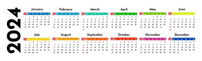 Calendar for 2024 isolated on a white background vector