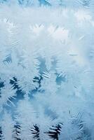 Frost Patterns on a Window Depicting Ice Crystals, Conveying a Winter Feel, Perfect for Holiday Greetings photo