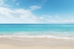 Serene beach landscape with ample space in sky and waters AI Generative photo