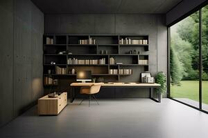 The style of decorating the office with luxury with dark concrete photo