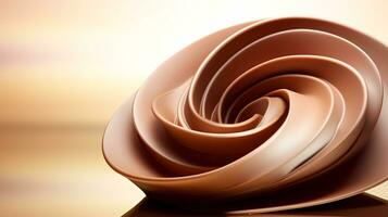 Graceful Spiral of Chocolate Unfolding Against Well-lit Minimalist Backdrop AI Generative photo