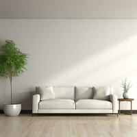 Modern and minimalist interior living room design with ample copy space for custom text AI Generative photo