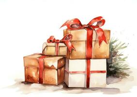 Watercolor Christmas gift background photo