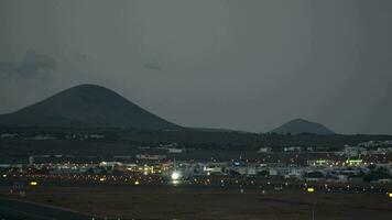 Airplane leaving Lanzarote in the dusk, Canary Islands video