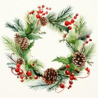 Watercolor Christmas wreath photo