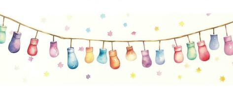 Watercolor Christmas garland isolated photo