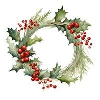 Watercolor Christmas wreath photo