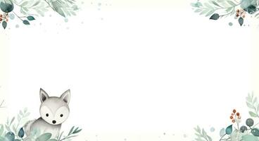 Christmas watercolor background with animal and pine cones photo