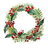 Watercolor Christmas wreath photo