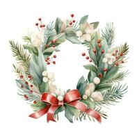 Watercolor Christmas wreath photo