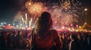 mujer acecho fuegos artificiales foto