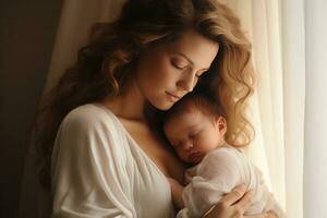 Beautiful woman with her baby photo